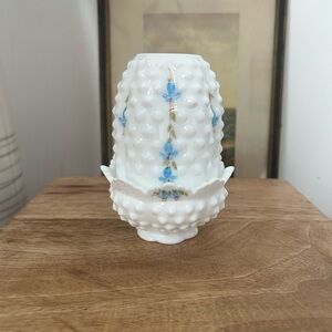 Fenton Hobnail Fairy Lamp Flower Floral Pattern
